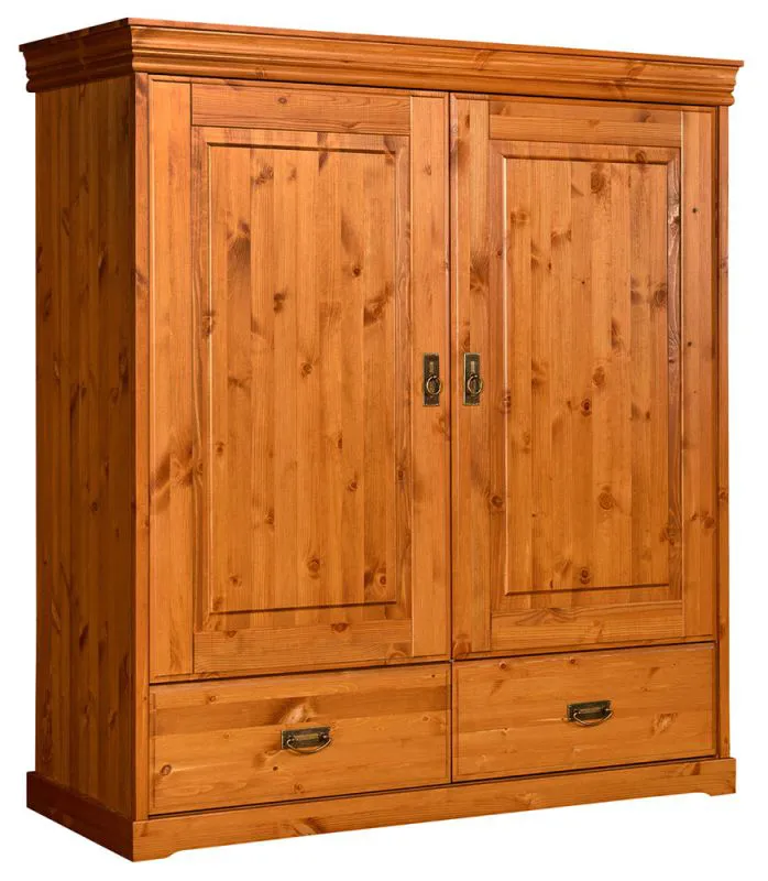 Armadio Jabron 02 in pino massiccio | 142 x 130 x 50 cm | Stile country, bianco laccato, spazi organizzati
