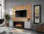 Parete attrezzata "Klubba" 07, color rovere Artisan/grigio perla, caminetto a bioetanolo, sistema "push-to-open", 160 x 40 x 158 cm 