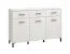 Credenza Sabas 11 bianca | 3 cassetti, 3 ante, 6 scomparti | Maniglie e gambe nere | 90 x 138 x 40 cm