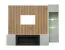 Parete attrezzata "Klubba" 03, color rovere Artisan/grigio perla, caminetto a bioetanolo, illuminazione a LED incl., sistema "push-to-open", 200 x 35 x 158 cm