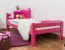 Letto singolo "Easy Premium Line" K1/2n in faggio massello laccato color rosa - 90 x 190 cm