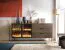 Soggiorno completo - Set A "Chaabane", 3 pz, color rovere Dunin/nero, ante in vetro marrone, maniglie e gambe: metallo, bordi in ABS, illuminazione a LED