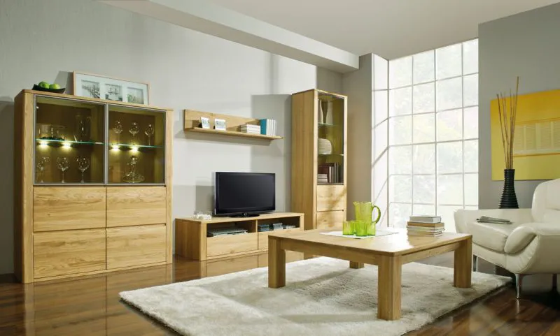 Soggiorno completo 5 pezzi Jussara | Rovere parzialmente massello | Naturale | Design moderno e funzionale