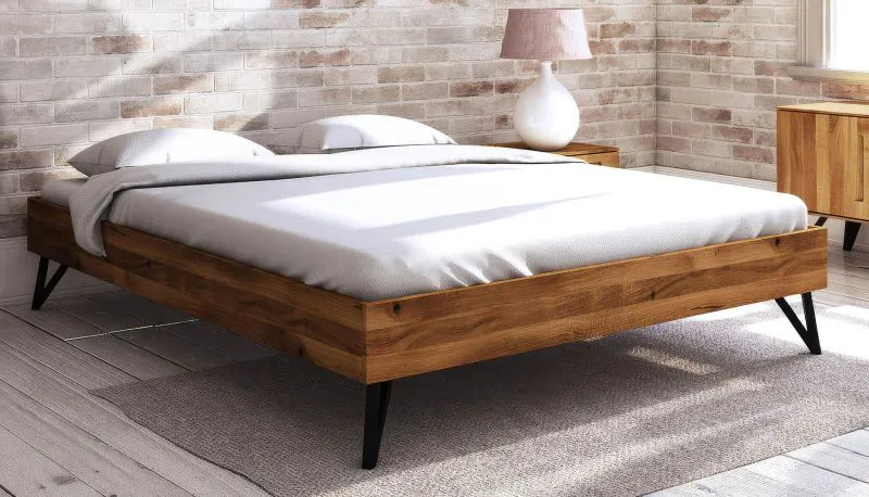 Letto matrimoniale Masterton 03 | Rovere massello selvatico oliato | 200 x 200 cm | Design elegante