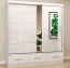Armadio scorrevole Lusatian 14 | Bianco lucido e specchio | 2 ante, 12 scomparti, 3 cassetti | 218 x 203 x 61 cm