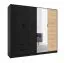 Armadio ante battenti "Filiates" 01 | Nero e Rovere Artisan | 2 cassetti | Specchio integrato | 203 x 220 x 54 cm