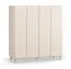 Madia bar beige con 2 ante a soffietto | 3 cassetti | Soft-Close | LED con sensore | 112 x 47 x 121 cm