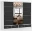 Armadio scorrevole Lusatian 37 | Bianco/Nero | Specchio frontale | 3 ante, 7 scomparti, 4 cassetti | 218 x 250 x 61 cm