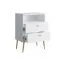 Comodino Almyros 01 bianco | Maniglie e gambe oro | 2 cassetti | 1 vano a giorno | 69,5 x 50 x 34 cm