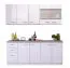 Cucina "Kunja" 01, bianco / bianco lucido, maniglie: argento, bordi in ABS, lunghezza 200 cm
