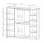 Armadio ad ante battenti "Hassine" 05, color rovere Dunin, 2 ante a specchio, 4 scomparti, 10 scomparti, 2 barre appendiabiti, illuminazione a LED, Sistema "Soft-Close", 223 x 60 x 210 cm