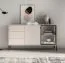 Madia "Arkansas" 02, color cashmere, 1 anta in vetro con struttura in alluminio, 3 cassetti, 4 scomparti, illuminazione a LED, funzione "push-to-open", 160 x 40 x 86 cm