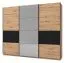 Set camera matrimoniale 6 pezzi Crina | Rovere Artisan e grigio | Letto 180x200 cm, armadio 262,5 cm, specchio