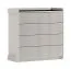 Cassettiera 4 cassetti cashmere | 90 x 90 x 40 cm | Chiusura ammortizzata | Push-to-open | Frontali scanalati | Vetro antisol