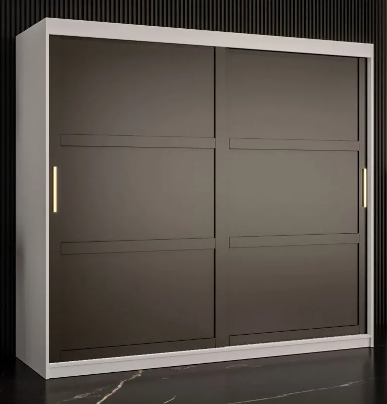 Armadio moderno Liskamm 18 bianco opaco/nero opaco | 200 x 200 x 62 cm | 10 scomparti, 2 barre appendiabiti
