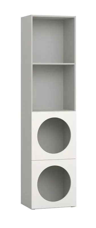 Libreria 2 ante Aenna 75 | 4 scomparti | Grigio/Bianco | 202,5 x 50,5 x 35 cm | Robusta per soggiorno
