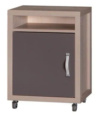 Comodino con ruote Tobias 10 | Marrone/Grigio | 60 x 40 x 40 cm | Design moderno per cameretta