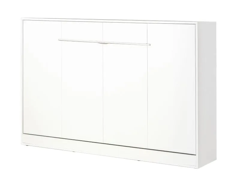 Letto a scomparsa orizzontale | Letto ribaltabile | Letto a muro | Superficie di riposo 120 x 200 cm | Letto singolo | Colore: bianco | con rete a doghe inclusa | 2 ripiani | Nalut 11
