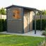 Casetta da giardino "Weilar" 01 con estensione tetto, grigio/antracite, porta con finestra in legno massiccio, SU: 4,67 m², tetto a due falde
