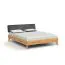 Letto super king 200x200 cm | Rovere massello oliato | Testiera imbottita grigia | Wooden Nature Premium