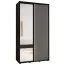 Armadio Mina bianco/nero con ante scorrevoli e specchio | Design moderno | Ampio spazio | 235,2 x 140 x 60 cm