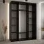 Armadio nero Tharo | Ante scorrevoli salvaspazio | Design moderno | Maniglie in metallo | 235,2 x 180 x 45 cm