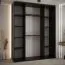 Armadio nero Tharo ante scorrevoli | Design moderno | Maniglie metallo nero | Spazzole antipolvere | 235,2 x 190 x 45 cm | Salvaspazio
