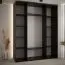 Armadio nero Tharo con ante scorrevoli | Design moderno | Maniglie in metallo | Spazzole antipolvere | 235,2 x 200 x 45 cm