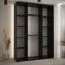 Armadio nero Tharo | Ante scorrevoli salvaspazio | Design moderno | Maniglie in metallo | 235,2 x 180 x 45 cm