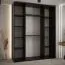 Armadio nero Tharo con ante scorrevoli | Design moderno | Maniglie in metallo | Spazzole antipolvere | 235,2 x 200 x 45 cm