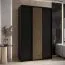 Armadio nero Mina con ante scorrevoli | 235,2 x 150 x 60 cm | Look moderno a doghe | Salvaspazio e robusto