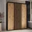 Armadio scorrevole Tharo nero e rovere | Salvaspazio per soggiorno o camera | 235,2 x 190 x 45 cm | Maniglie metallo nero