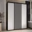 Armadio scorrevole bianco e nero Mina | Spazzole antipolvere | Ampio spazio | Maniglie metallo | 235,2 x 190 x 60 cm