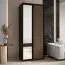 Armadio nero Mina con ante scorrevoli | Spazzole antipolvere | Ampio spazio | Specchio grande | 235,2 x 110 x 60 cm