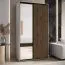 Armadio a specchio Mina 1,4 m | Bianco e quercia | Ante scorrevoli | Maniglie nere | 235,2 x 140 x 60 cm
