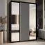Armadio Mina scorrevole con specchio | Bianco/Nero | Design moderno | Ampio spazio | 235,2 x 170 x 60 cm