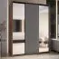 Armadio Mina ante scorrevoli con specchio | Bianco e rovere | Maniglia nera | 235,2 x 190 x 60 cm