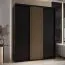 Armadio nero Tharo con ante scorrevoli | Design moderno | Maniglie in metallo | Spazzole antipolvere | 235,2 x 200 x 45 cm