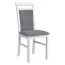 Sedia da pranzo imbottita Smilten | Legno di faggio bianco | Tessuto grigio | Altezza seduta 47 cm | Design classico