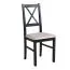 Sedia pranzo imbottita Derbent | Rivestimento grigio chiaro/beige | Legno massiccio di faggio nero | Altezza seduta 47 cm