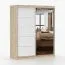 Armadio scorrevole Galtee 05 | Bianco e rovere Artisan | Specchio frontale | 6 scomparti | 195 x 160 x 61 cm