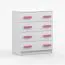 Cassettiera Smolikas 18 bianca | 4 cassetti spaziosi | Maniglie rosa in legno | 90 x 80 x 40 cm
