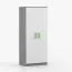 Armadio guardaroba Smolikas 60 | 2 ante battenti | 5 scomparti | barra appendiabiti | bianco/grigio | maniglie verdi | 192 x 80 x 50 cm