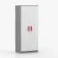 Armadio battente Smolikas 61 | Bianco/Grigio | 2 ante, 5 scomparti, maniglie rosse | 192 x 80 x 50 cm