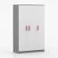 Armadio a 3 ante battenti Smolikas 109 | 192 x 120 x 50 cm | bianco/grigio | 9 scomparti | maniglie in legno