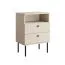 Comodino Almyros 07 beige | 2 cassetti, 1 vano aperto | Maniglie e gambe nere | 69,5 x 50 x 34 cm