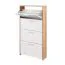 Scarpiera "Belvun" 4, color rovere Artisan / bianco opaco, 4 ripiani a ribalta, 69 x 25 x 151 cm 