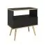 Comodino nero Horsham 78 | 1 cassetto push-to-open | vano portaoggetti | gambe oro | 59 x 54 x 39 cm