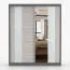 Armadio scorrevole "Gorski" 07 | Bianco opaco e grigio | Specchio integrato | 2 ante | 6 scomparti | 218 x 183 x 61 cm
