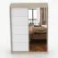 Armadio scorrevole Bucegi 19 | Bianco e rovere Sonoma | Specchio | 2 ante | 6 scomparti | 200 x 150 x 61 cm